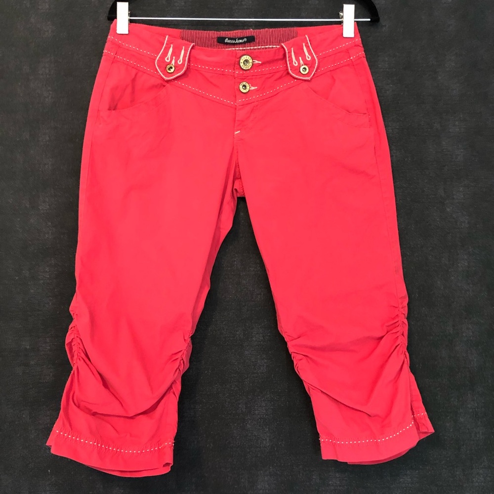 Guess Ruched Cropped Red Western Pants